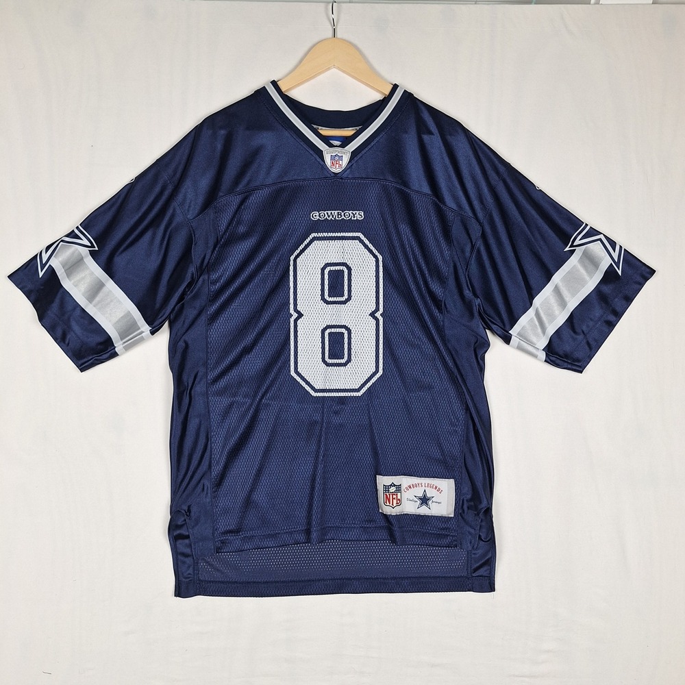 Reebok Dallas Cowboys Troy Aikman 8 NFL Legends Vintage Jersey Navy Blue Medium